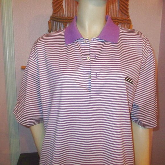 Vtg Peter Millar Polo Shirt Size L Drum Stripe Performance Stretch Mountains - Picture 2 of 11